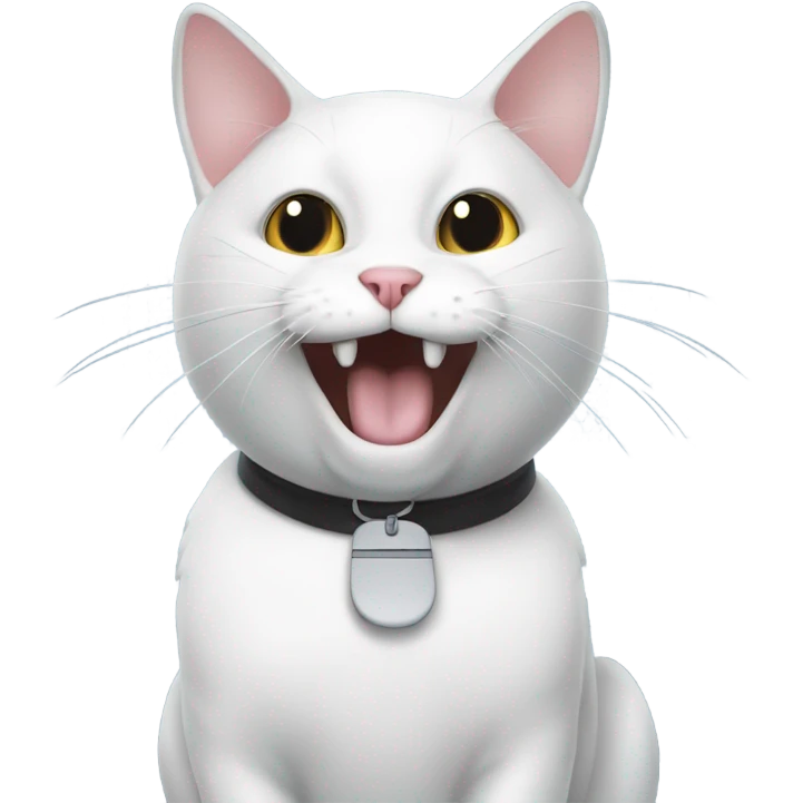 Black and white cat with a mouse in its mouth  emoji