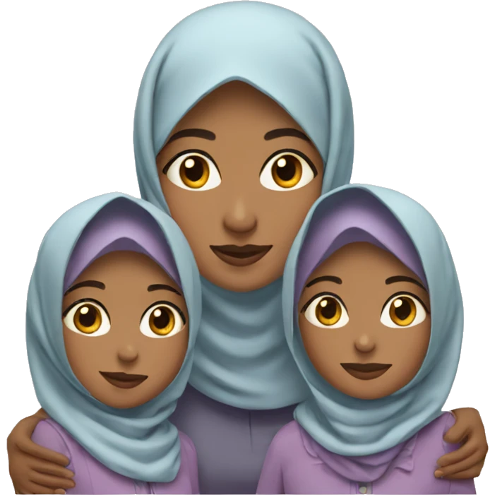 hijab mother with 2 daughters emoji