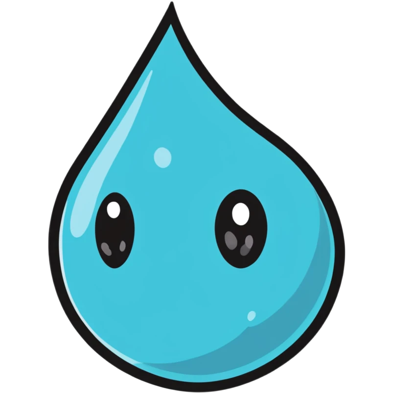 cartoon sticker of a water droplet with tears emoji