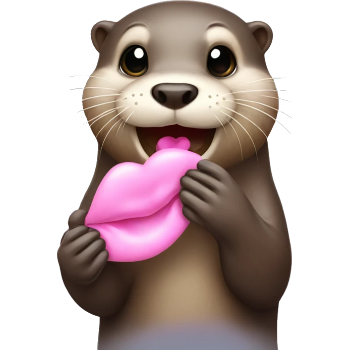 Otter sending pink kisses emoji