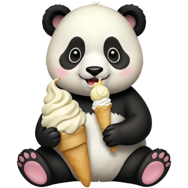 Panda eating ice cream emoji