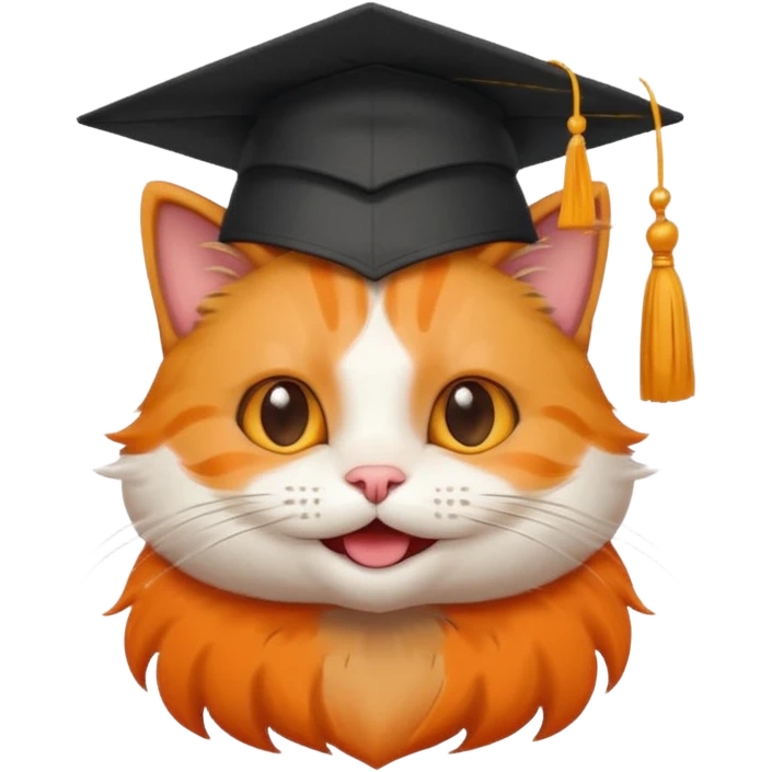happy cat wearing a graduation cap emoji