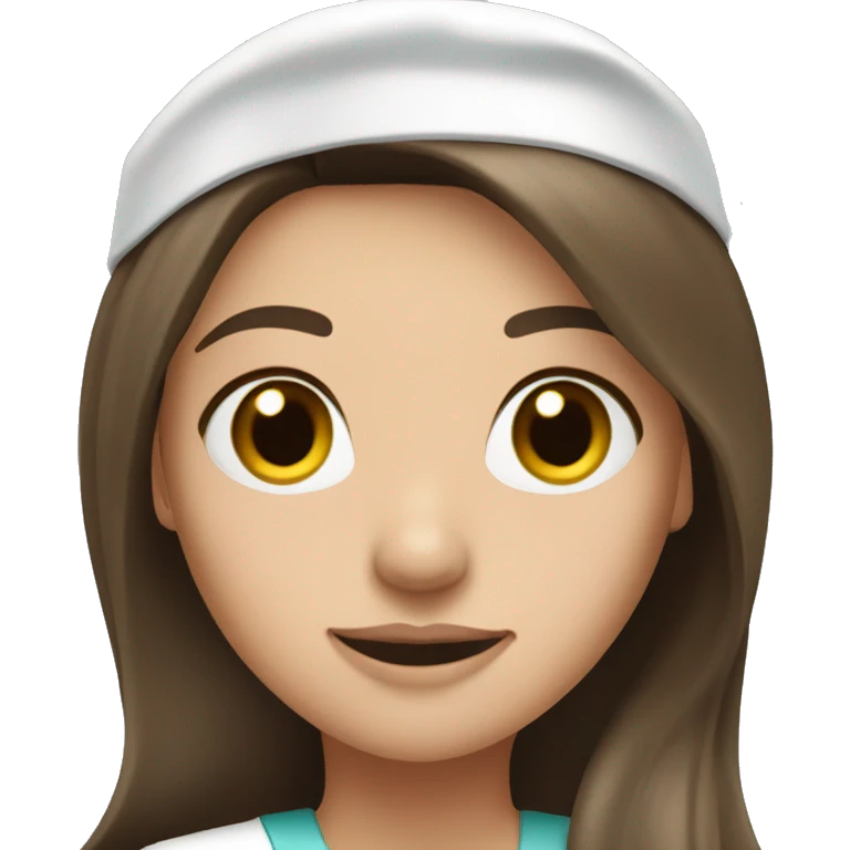 Pretty brunette long hair nurse, fair skin, black eyes emoji