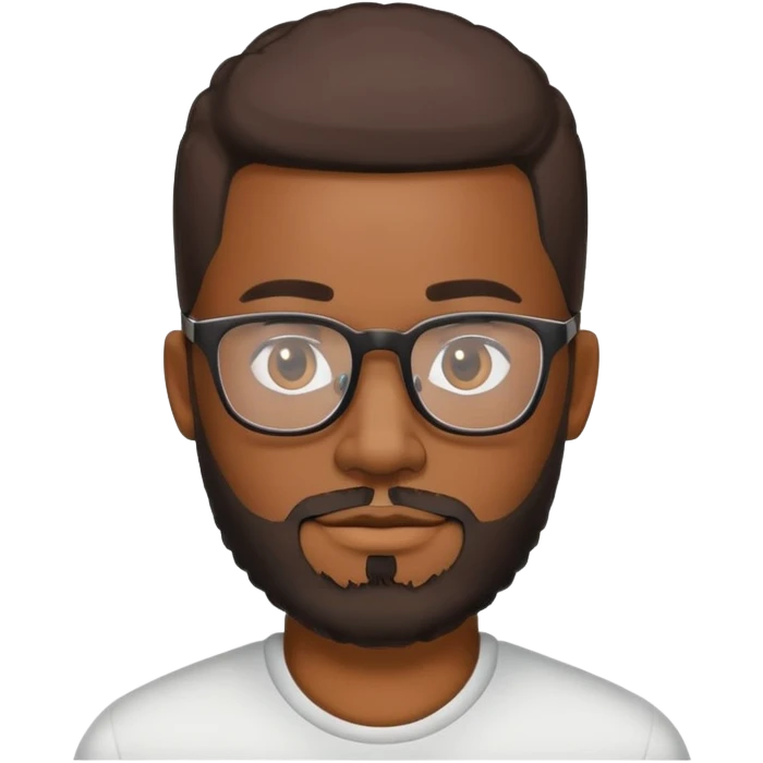 Black man with low cut hair and beard with glasses emoji