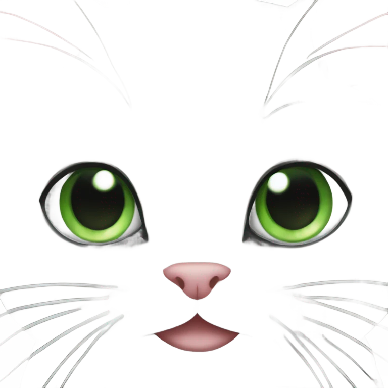 Black and white tabby cat with green eyes emoji