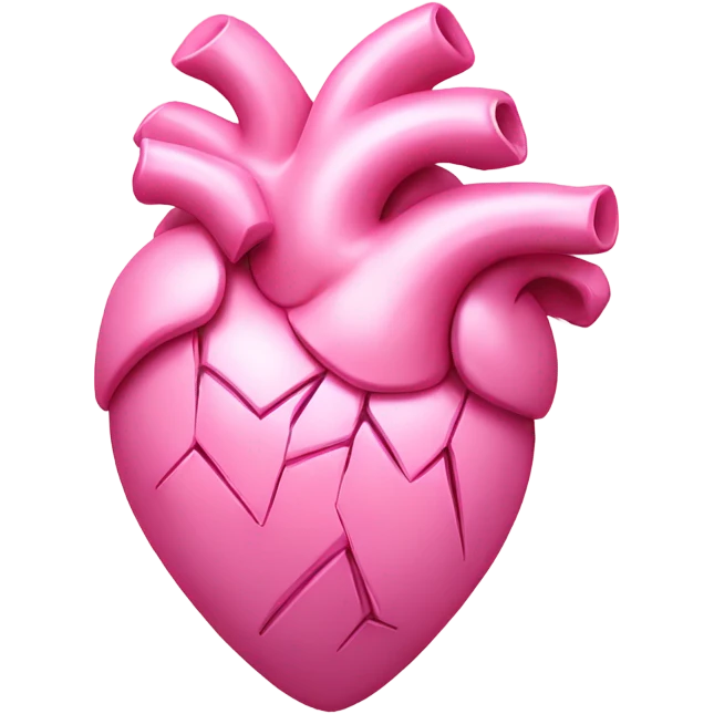 Pink anatomical heart pastel pink with pink bow on top emoji