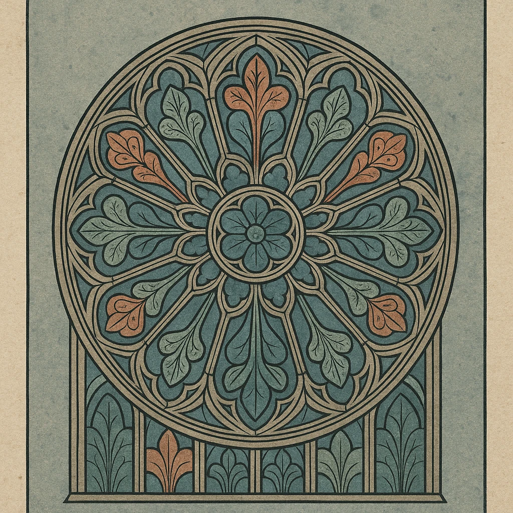 gothic rose window, elaborate tracery, vibrant stained glass, medieval style emoji