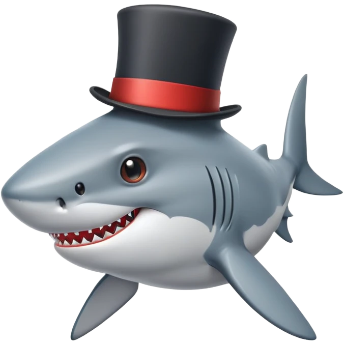 Shark with a top hat emoji