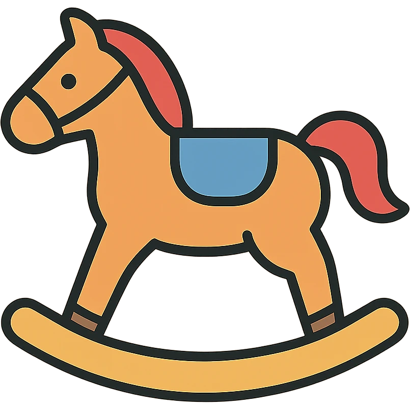 A traditional wooden rocking horse toy for children emoji