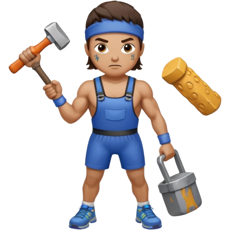 An emoji representing the ironman challenge event long-distance marathon for an mmorpg player who crafts everything themselves the hard way, and does not buy or sell items in-game. emoji