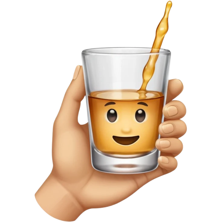 a hand holding a small shot glass emoji