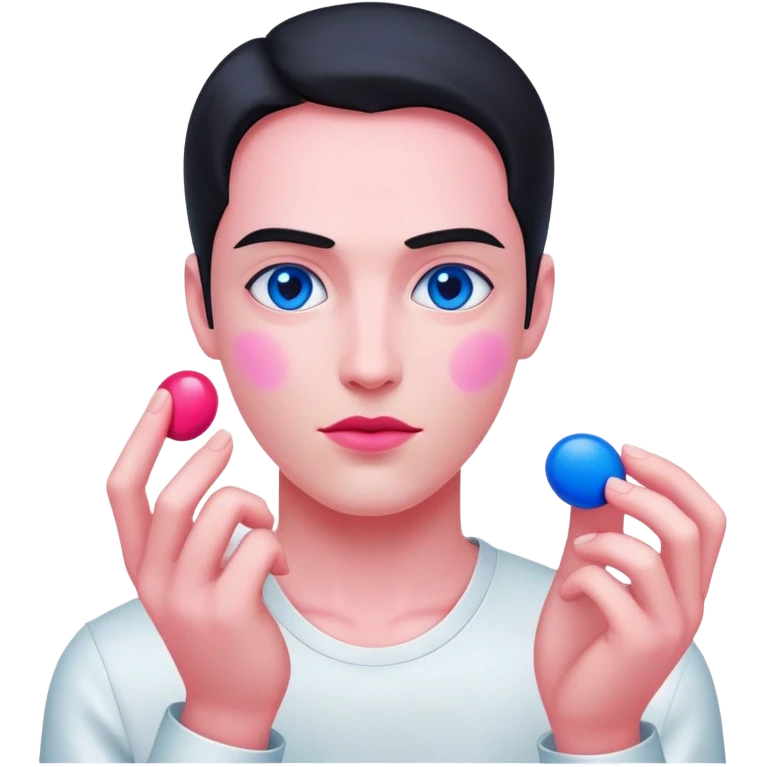 Neo, matrix pink pink pink, holding red and blue pill emoji