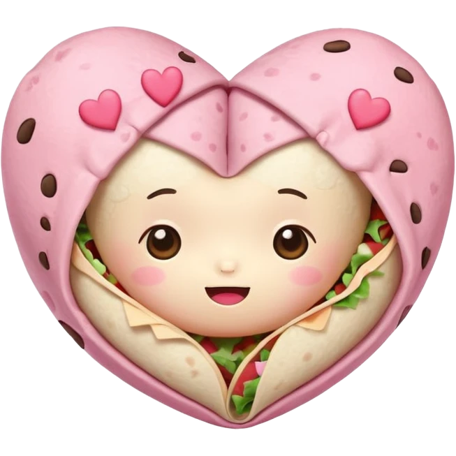 pink hearts burrito valentine hearteyes face cute kawaii niche  emoji