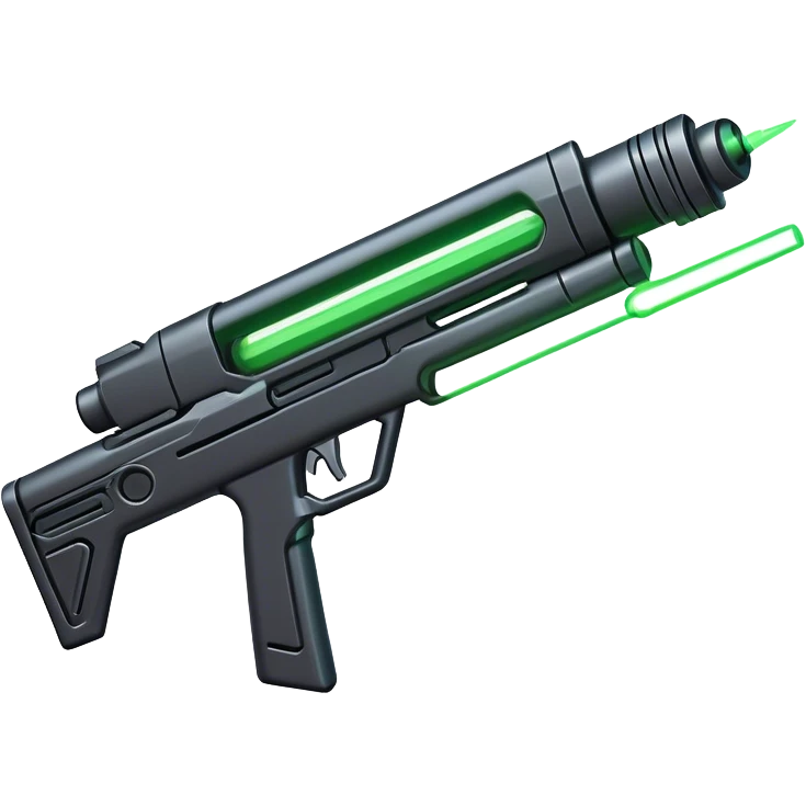 Clash of Clans aesthetic: Cinematic Playful Laser Rifle Emoji, rendered in a 3D vector-style similar to standard emojis with minimal shading and bold, simplified shapes. A compact, sleek energy weapon with futuristic contours and a glowing barrel, softly glowing with a sci-fi battle charm. Simplified yet unmistakably iconic, highly detailed and consistent, glowing with a soft pulsating radiance and high shine. Stylized with a touch of cosmic engineering and a soft glowing outline, capturing the essence of a cutting-edge energy armament with a playful, dynamic aura! emoji
