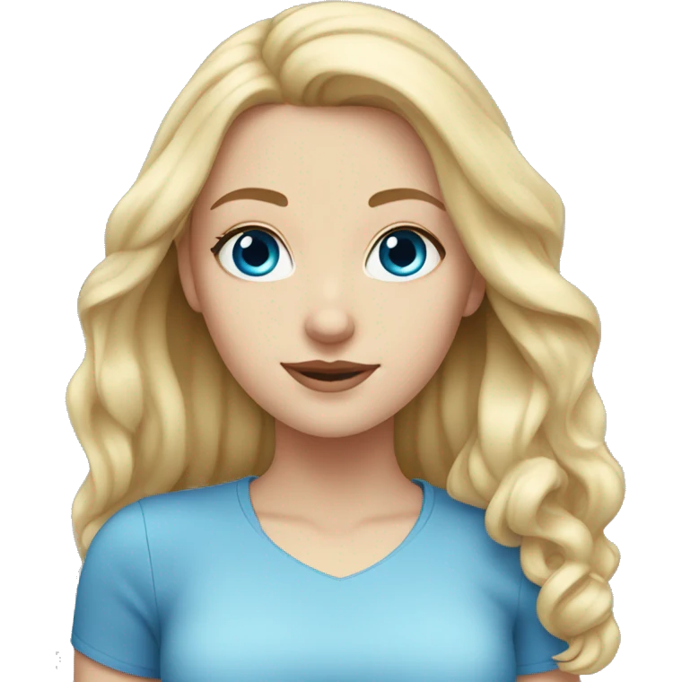 White girl with blonde hair and blue eyes emoji
