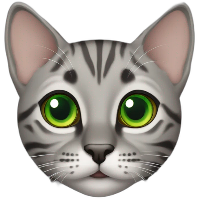 Grey big cute bengal cat green eyes emoji