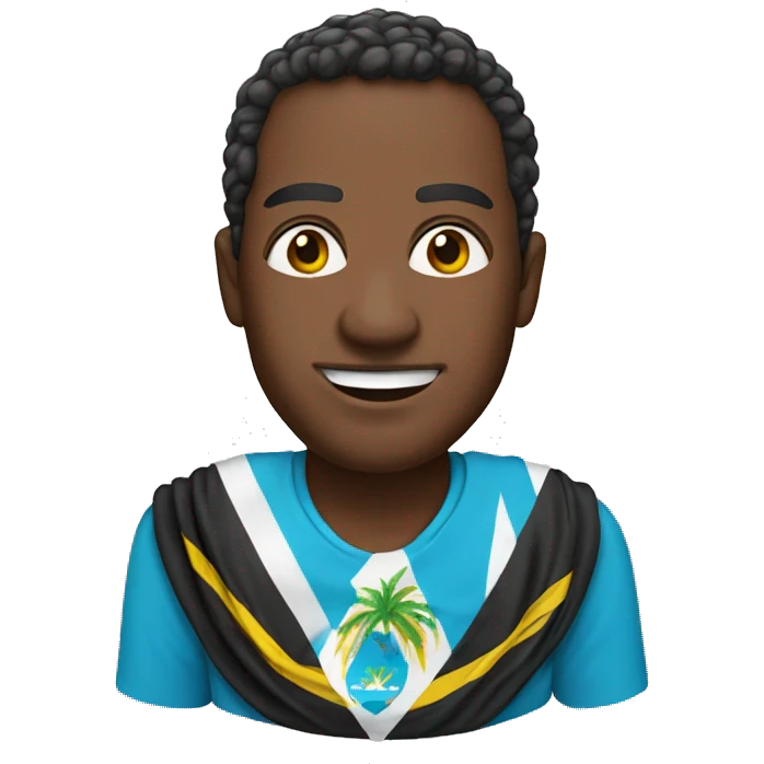 Man wearing bahamian flag around his neck emoji