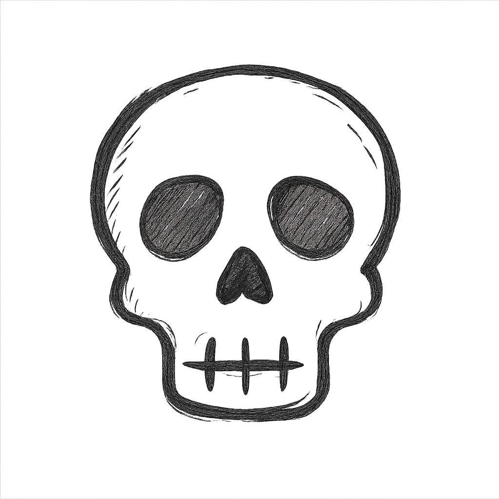 bone skull, icon style, monochrome, geometric shapes, clean design emoji