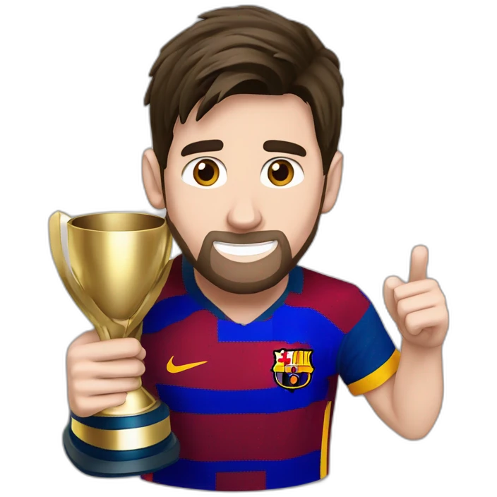 Messi con la mano en alto levantando la copa emoji