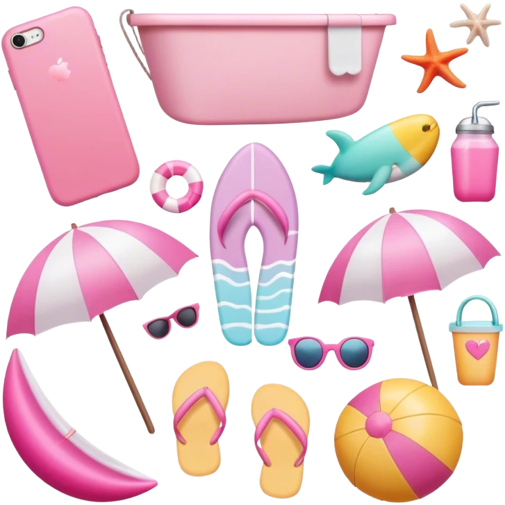 Pink,items,beached themed emoji