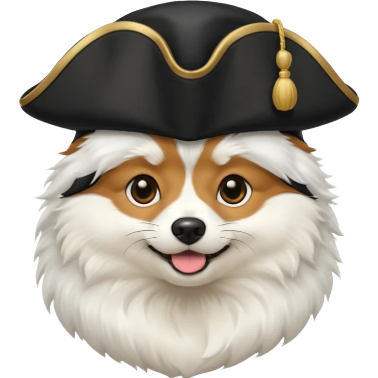 Spitz dog with black tricorne hat emoji