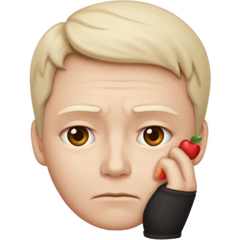 Apple-style emoji of a face with a hand on chin, furrowed brows, and a thoughtful or troubled expression representing 고민 (worry, thinking hard) emoji