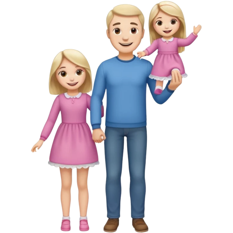 father and daughter playing doll full body emoji