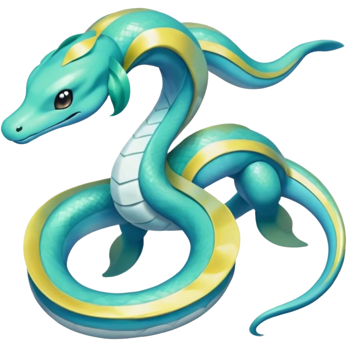 Sleek Serpentine Aquatic Ribbon-bodied Elegant Pokémon-Fakémon-Digimon-Creature, (full body) emoji