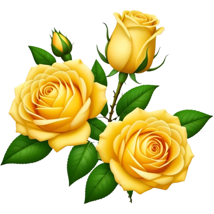 bouquet Sunshine Yellow Tea Rose, luxuriant, leaf, bud emoji