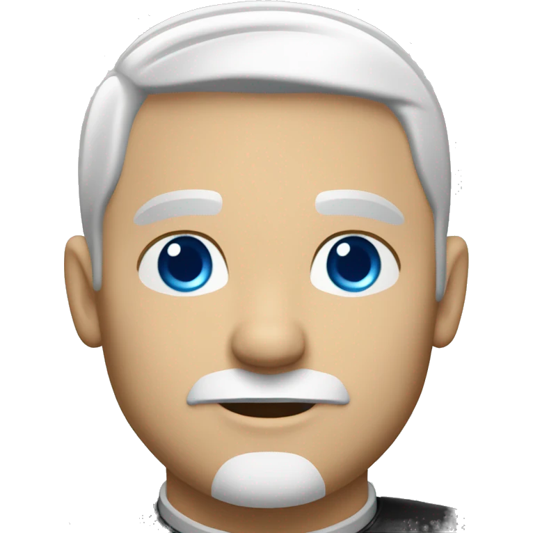 Caucasian Priest wearing clergy collar  with white hair blue eyes and goatee emoji