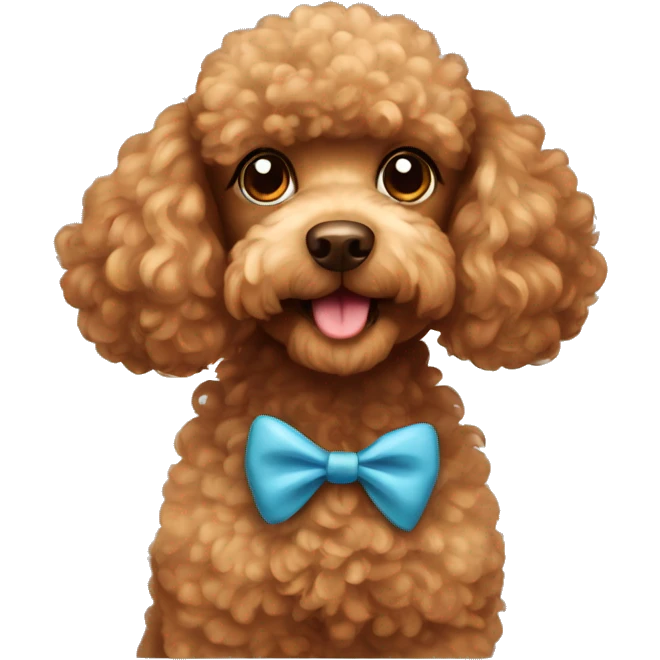 brown poodle wearing a bow emoji