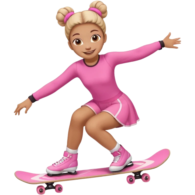 My little pony Cute skater 10 girl with two buns and pink outfit, gliding with playful energy. emoji