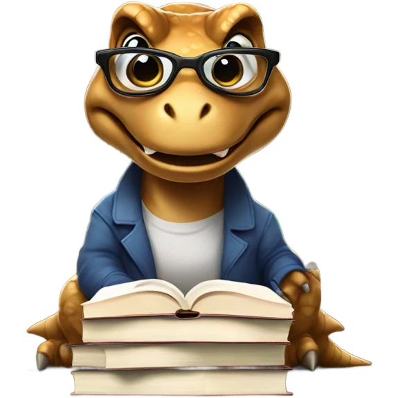 a bookworm trex emoji