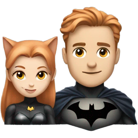 batman with cat women that had copper hair couple emoji