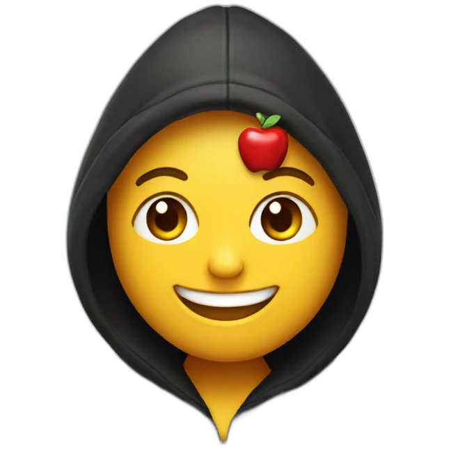smiling red apple wearing a black hoodie emoji