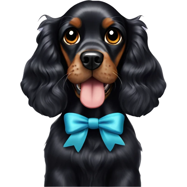 Black English cocker spaniel with bow emoji