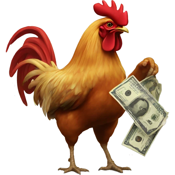 Rooster throwing some cash emoji