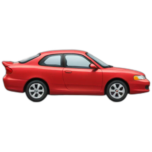 Red car with no tires emoji