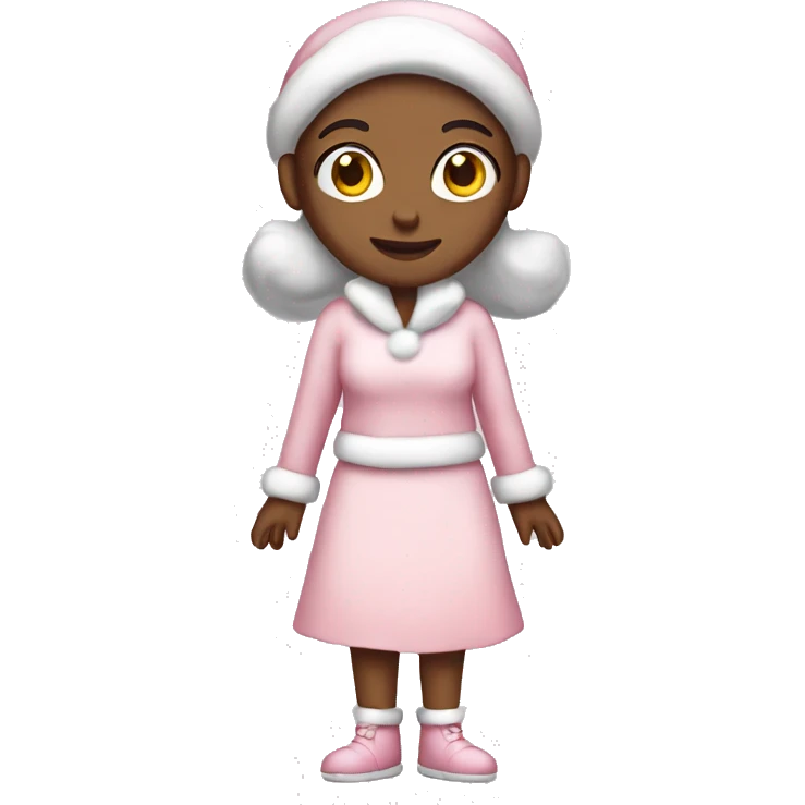 Full body Pretty girl in a light pink Santa outfit  emoji