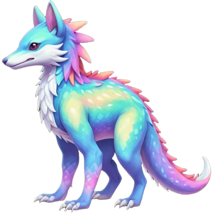 Colorful Fruity Nebula Nebulae Pastel Neon Slick Iridescent Warm-colored Tropical Exotic Vernid-Sergal-Trico-Silvally-Nargacuga-fusion-hybrid-animal-creature, full body emoji