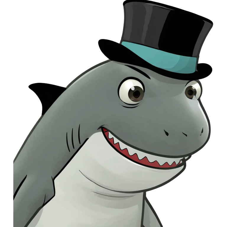 Shark with a top hat emoji