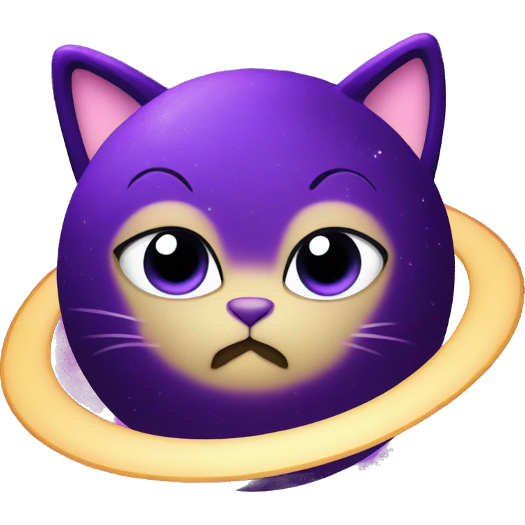 Purple sparkling Saturn planet with purple cat ears  emoji