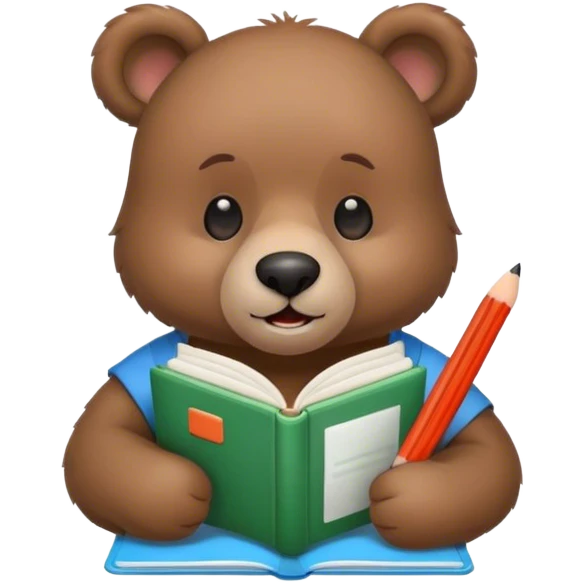 a cute bear studying languages emoji