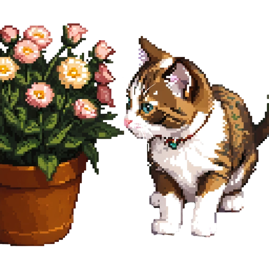 Kitten smells flowers emoji