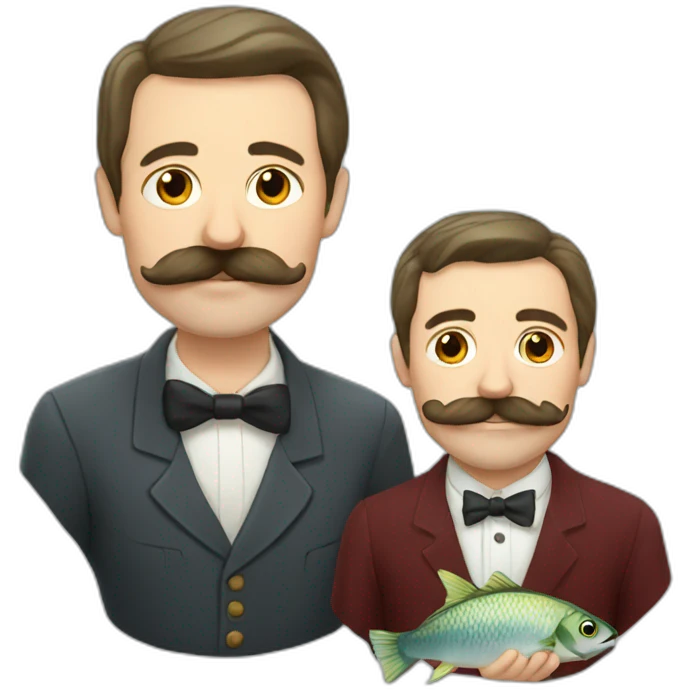 russian moustache husband with fish emoji
