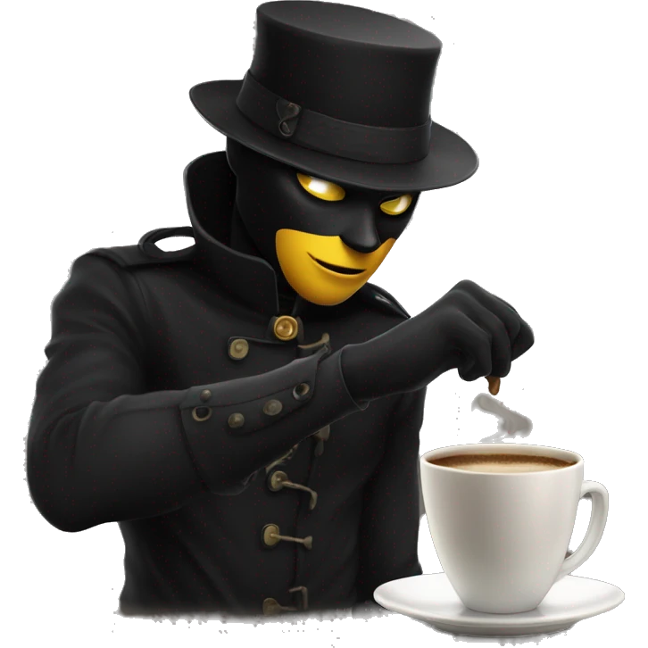 Chat noir qui boit un café  emoji