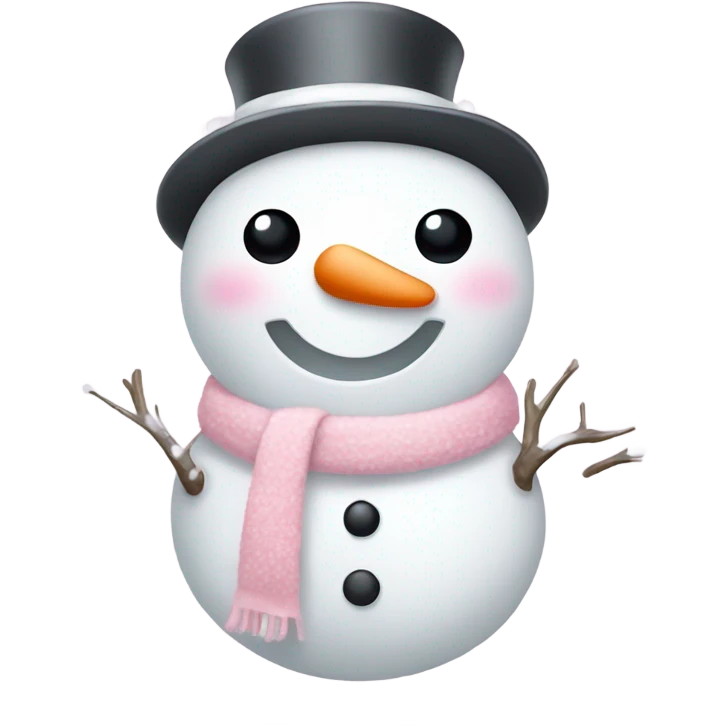 Cute white and light pink snowman emoji