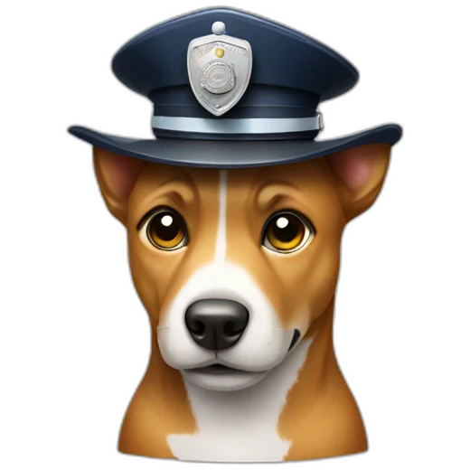 dog wearing hat with police light emoji
