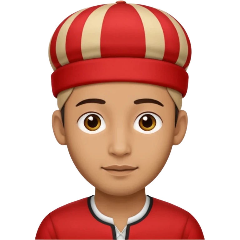 man wearing a Nepali Dhaka topi with stripes and design on it and it should be in red colour emoji