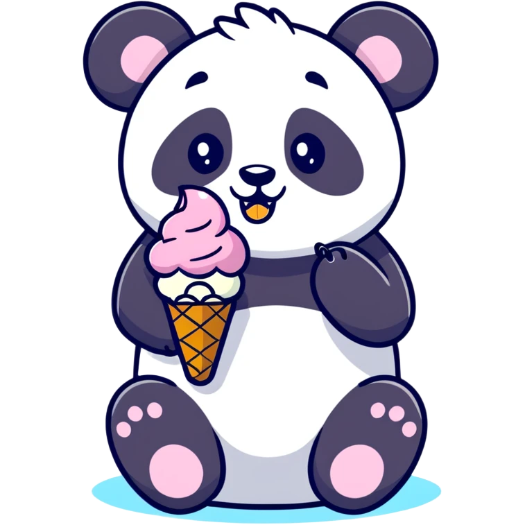 Panda eating ice cream emoji